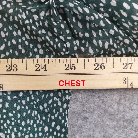 Joie Dress Womens XXL 2X Green White Dot Long Sleeve Lined Boho Peasant Buttons - Picture 5 of 10